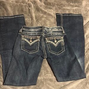 Miss Me Blue Boot Cut Jeans with Decorative Stitching